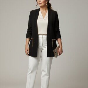 Women’s Michael Kors Open Front Jacket Black Size M - Fits to L  NWT  - SRP $175